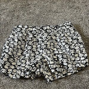 Loft Floral Black and White Shorts